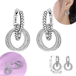 Hot Sale 925 Sterling Silver Classic Multi Ring Earrings Series Drop Earrings For Women Party Fine Gift Elegant Birthday Jewelry