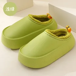 2024 Eva Women Lightweight Cotton Slippers Slip On Waterproof Clogs Unisex Home Shoes Thicken Sole Heighten Non-Slip Warm Wraps