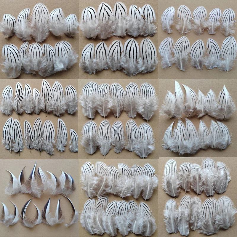 

50Pcs/Lot!4-12cm Long Natural Plume, SILVER PHEASANT BODY PLUMAGE FEATHERS Natural White Black Fly/Fishing/Craft