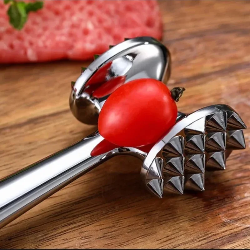 Solid Stainless Steel Meat Tenderizer Mallet Heavy Duty Kitchen Tool for Tenderizing Steak Pork Chicken Meat