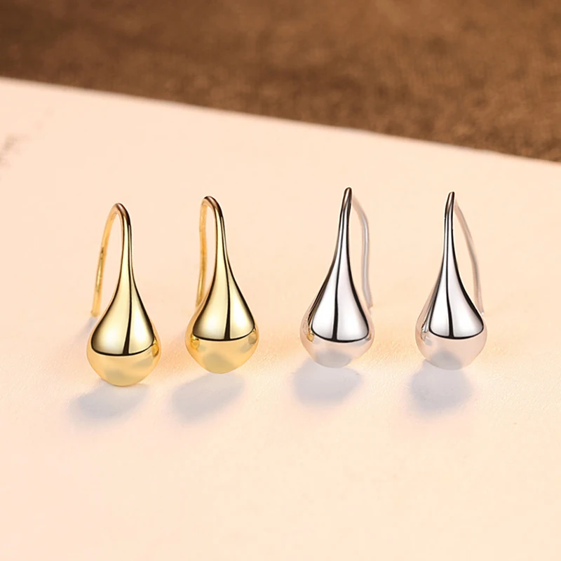 925 Silver 18K Gold Water Drop Earring For Women Fashion Jewelry Accessories