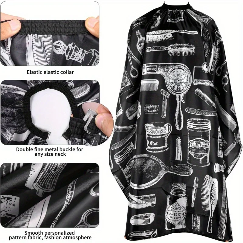 Professionelles Friseur-Umhang-Set, wasserdichtes Haarschneidekleid mit Nacken-Staubwedel-Bürste, Salon-Friseur-Umhang-Kittel für Männer und Frauen