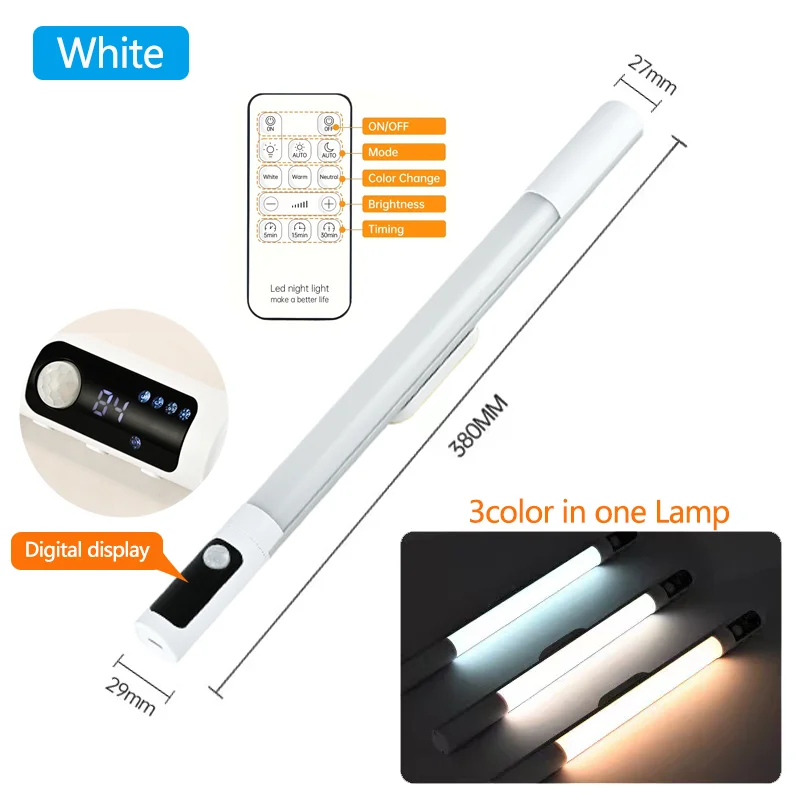 Pzsunly Motion Sensor Night Light Type-C Rechargeable LED Display 5