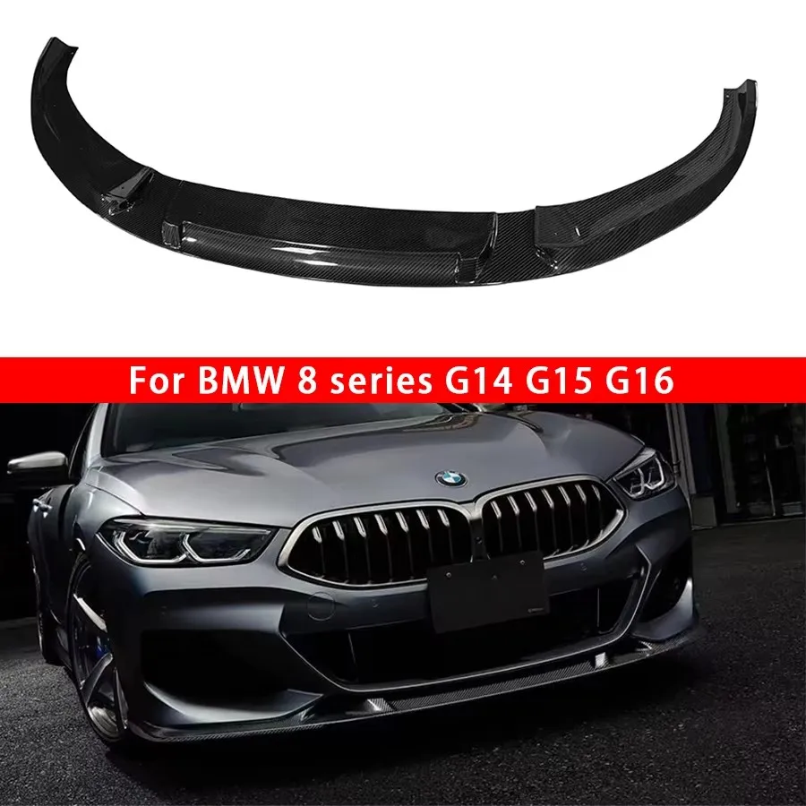 For BMW 8 Series G14 G15 G16 3D Style Carbon Fiber Car Front Bumper Diverter Spoiler Diffuser Front lip chin body kit