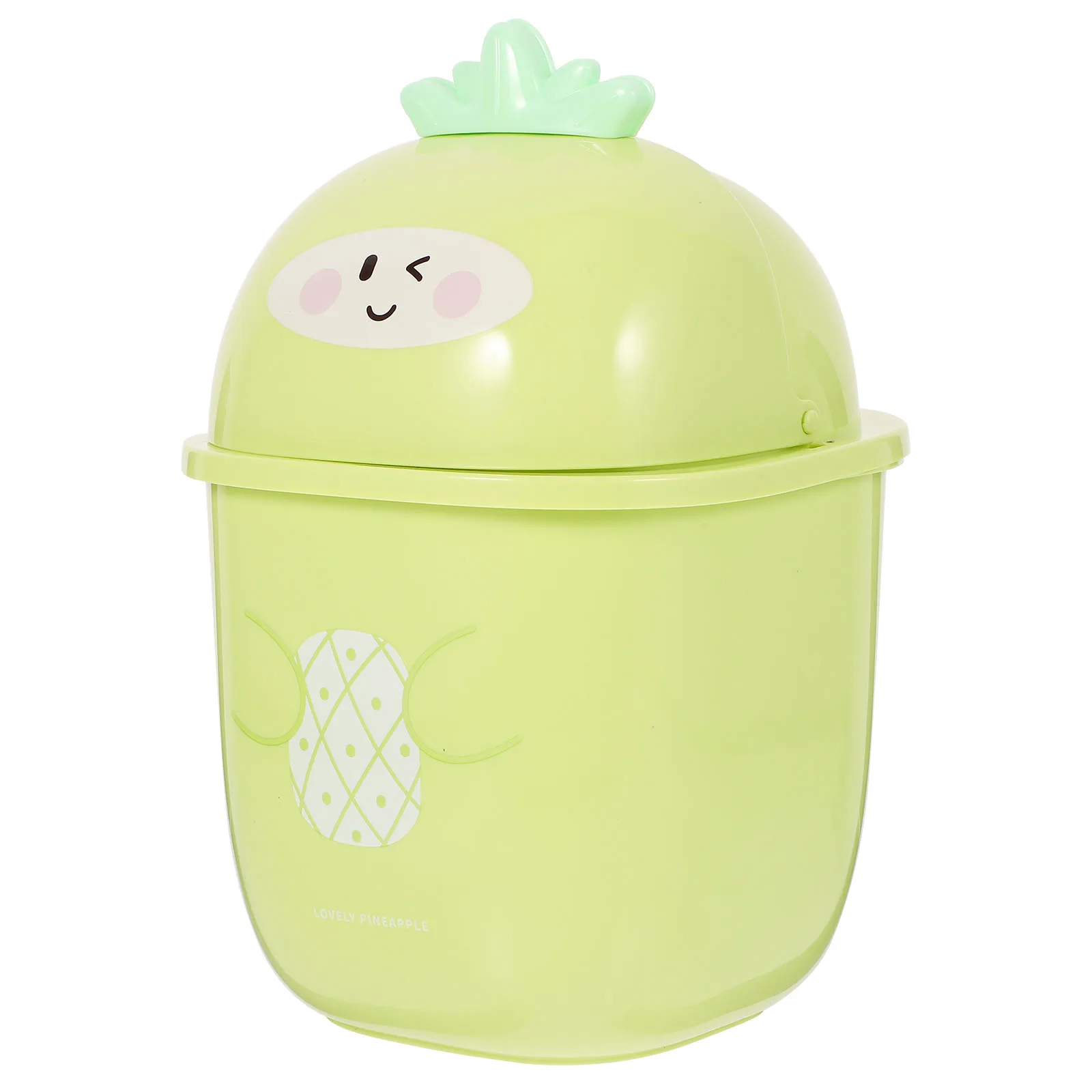 

Pineapple Trash Can Yellow Desktop Waste Basket Small Capacity Lid Design Odor Prevention Easy Cleaning Reusable Suitable Home