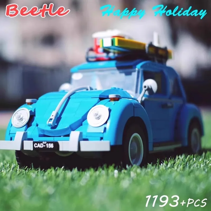 New Volkswagen Beetle retro travel car model adult assembled building block decoration boy 10252 toy