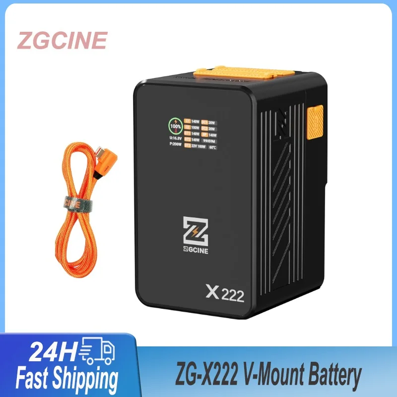 ZG-X222 V-Mount Battery 222Wh 15000mAh PD3.1 140W Fast Charge for Sony Canon Camera Godox Aputure LED Video Light Monitor ZGCINE