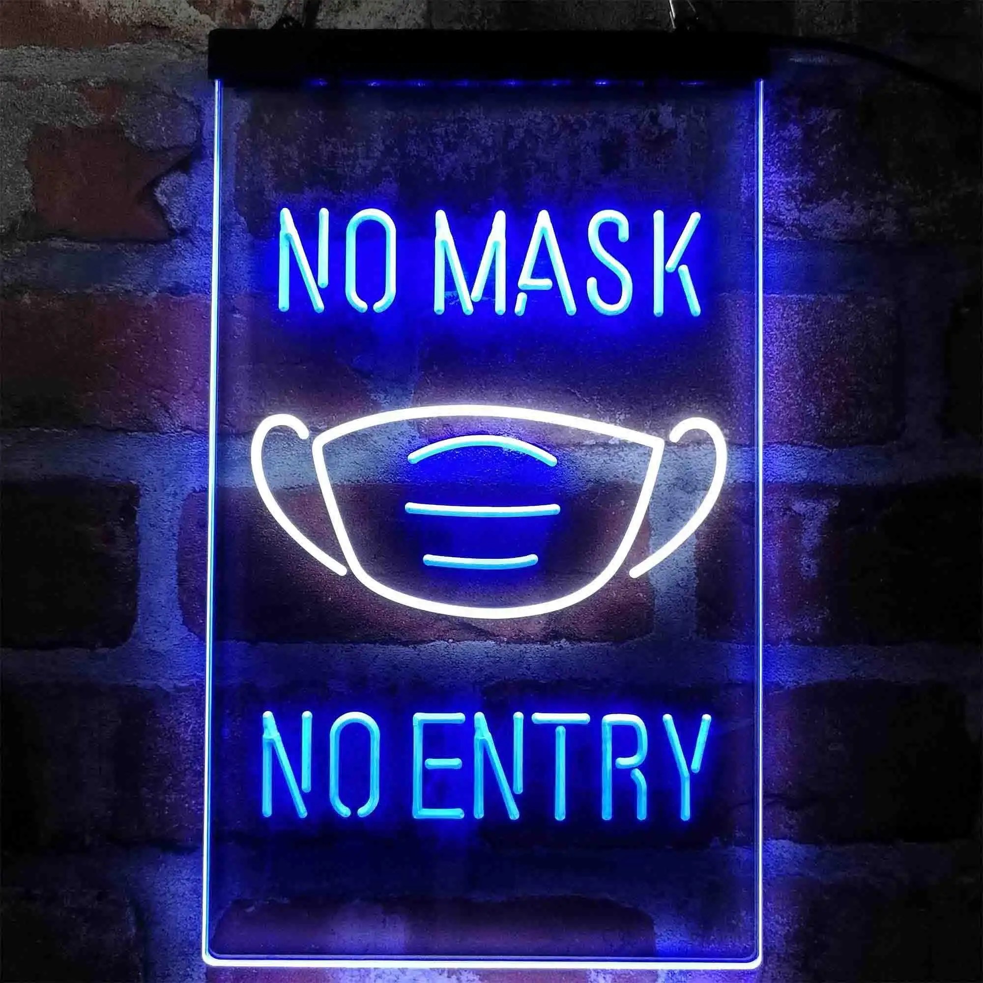 No Mask No Entry Notice Dual-color LED Neon Sign st6-i4006