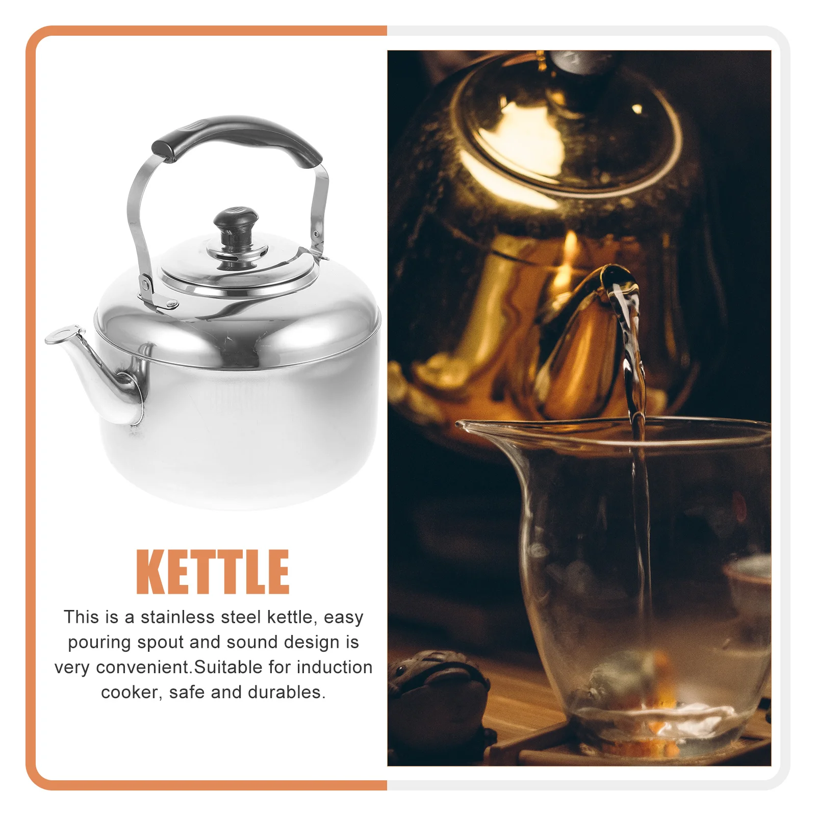 

5.5L Large Capacity Kettle Stainless Steel Boiling Water Heater for Home Office Use Sounding Design Easy Pour Hot Water Pot