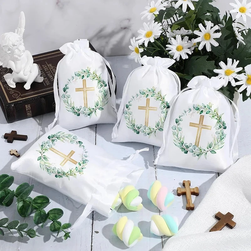 20pcs Cross bags boy girl 1st First Holy Communion Baptism Christening Religious baby shower wedding decoration thank you gift