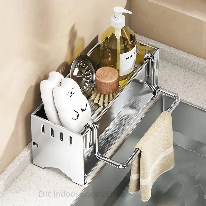 

Kitchen Sink Sponge Holder Drain Faucet Storage Soap Drainer Towel Rag Rack Shelf Organizer Accessories