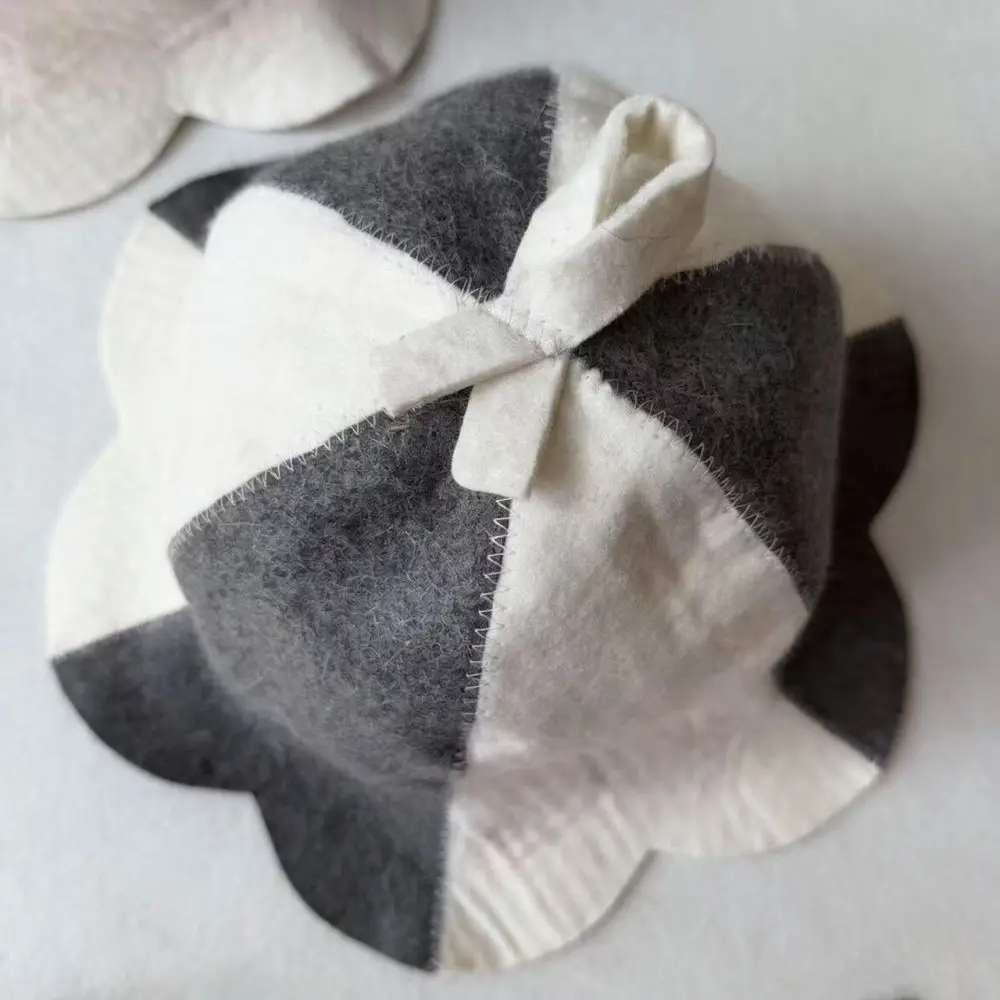 Premium Wool Felt Sauna Hat Floral Trim Shower Cap Heat Resistant Head Protection For Sauna Steam Room Equipment