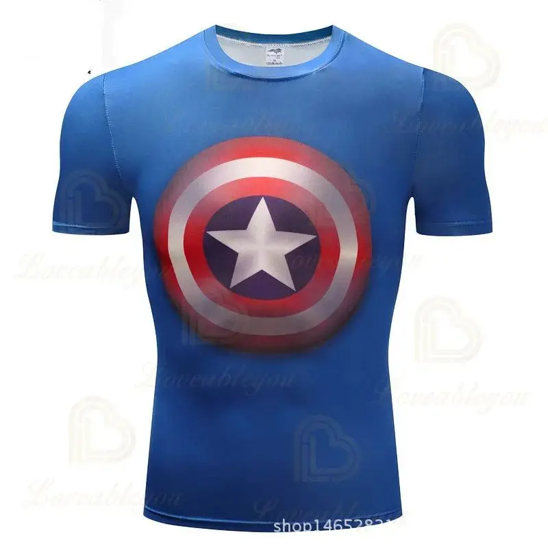 Dis Super Hero Men Running T-Shirts Quick Dry Compression Sport T-Shirts Fitness Gym Shirts Men Sportswear Clothing