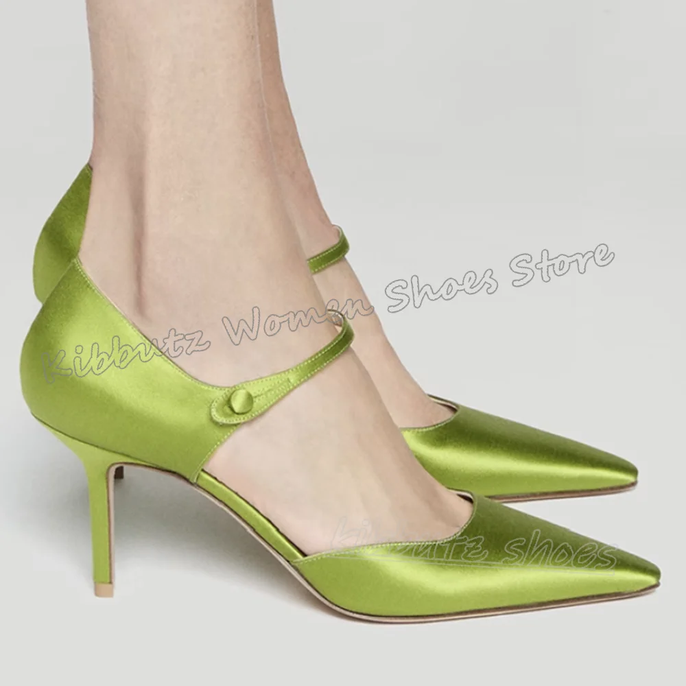 

Атласные туфли-лодочки с пряжкой и ремешком, однотонные модные роскошные элегантные туфли на тонком каблуке с острым носком, новинка, лаконичная женская обувь для свадебной вечеринки, новинка