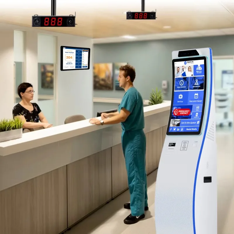 

23.6/32 Inch Android windows Ticket Dispensing Payment Machine Queue Management System Kiosk With Audio Speaker