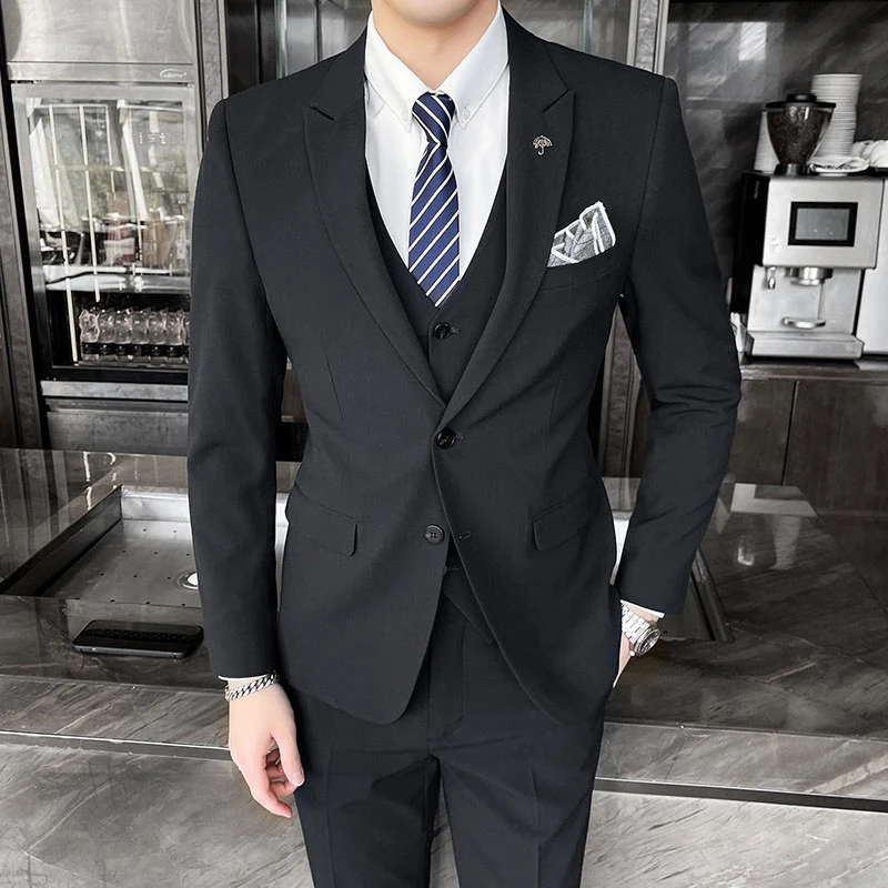 Blazer Pants and Vest Mens Casual Office Business Suit In tinta unita Plaid abito da sposa da sposo Party Tuxedo Stage Dance Suits