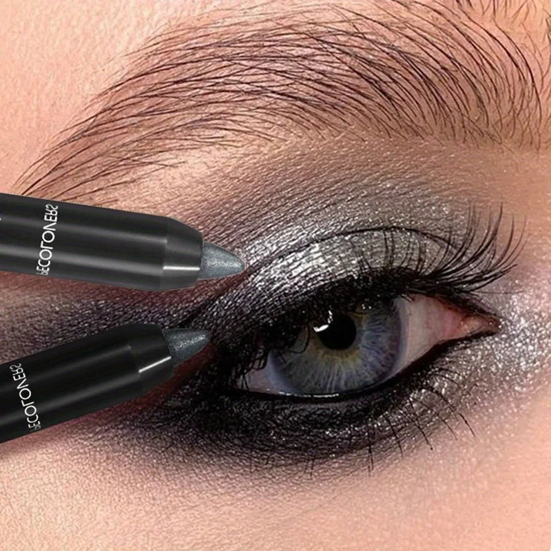 Perłowy cień do powiek w sztyfcie Efekt makijażu Highlight Stick, czarno-szary połyskujący cień do powiek z eyelinerem, 1 szt.