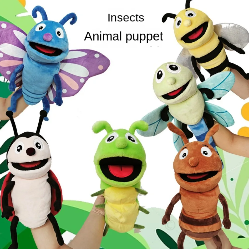 Juguetes sensoriales, marioneta de mano de insectos, mariquitas, libélulas, libélulas de peluche, marioneta de mano, dibujos animados de alta calidad