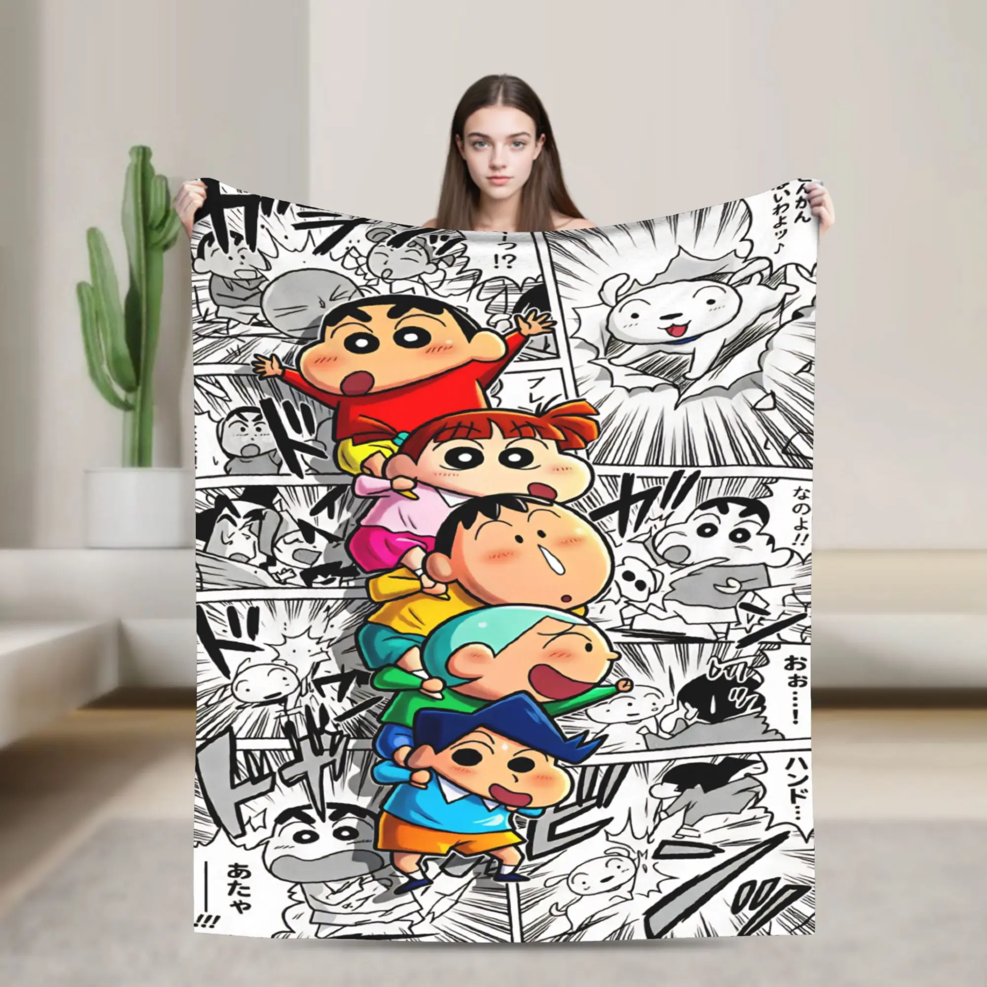 Warm Soft Blanket Camping Crayon Shin-chan  Bedding Throws  Flannel Bedspread For Home Decor Funny Sofa Bed Cover