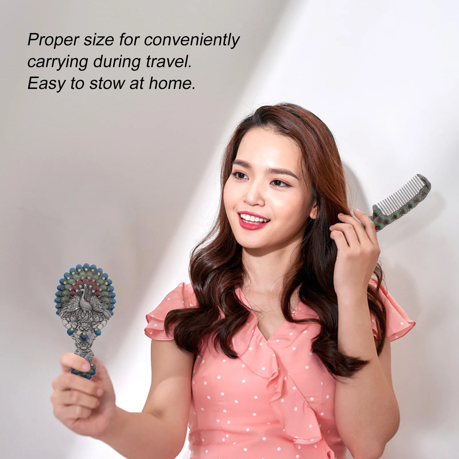 Set da 2 specchi e pettini vintage eleganti, specchio per trucco portatile, superficie riflettente ad alta definizione, ideale per l'uso quotidiano in viaggio