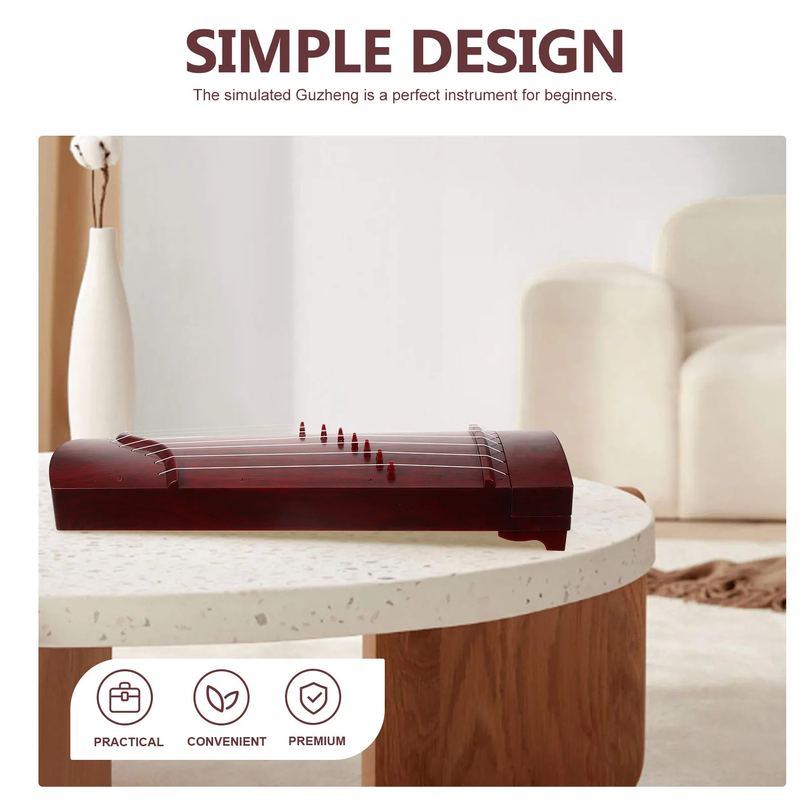 

Simulated Guzheng Kids Musical Instrument Realistic Design Red Brown Color Small Size Perfect for Beginners Children Music
