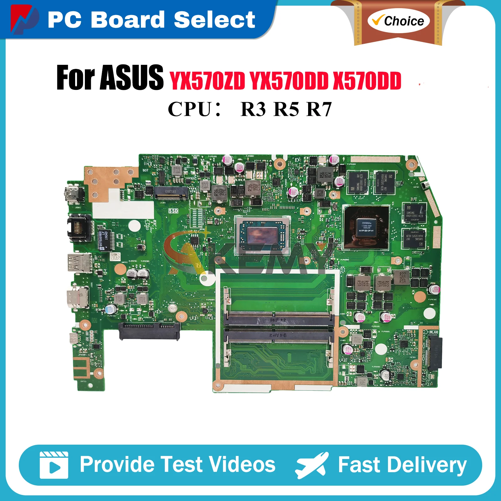 

X570DD Laptop Motherboard For ASUS VivoBook YX570DD X570D YX570ZD X570DD Notebook Mainboard With R3 R5 R7 CPU 100% tests OK stk