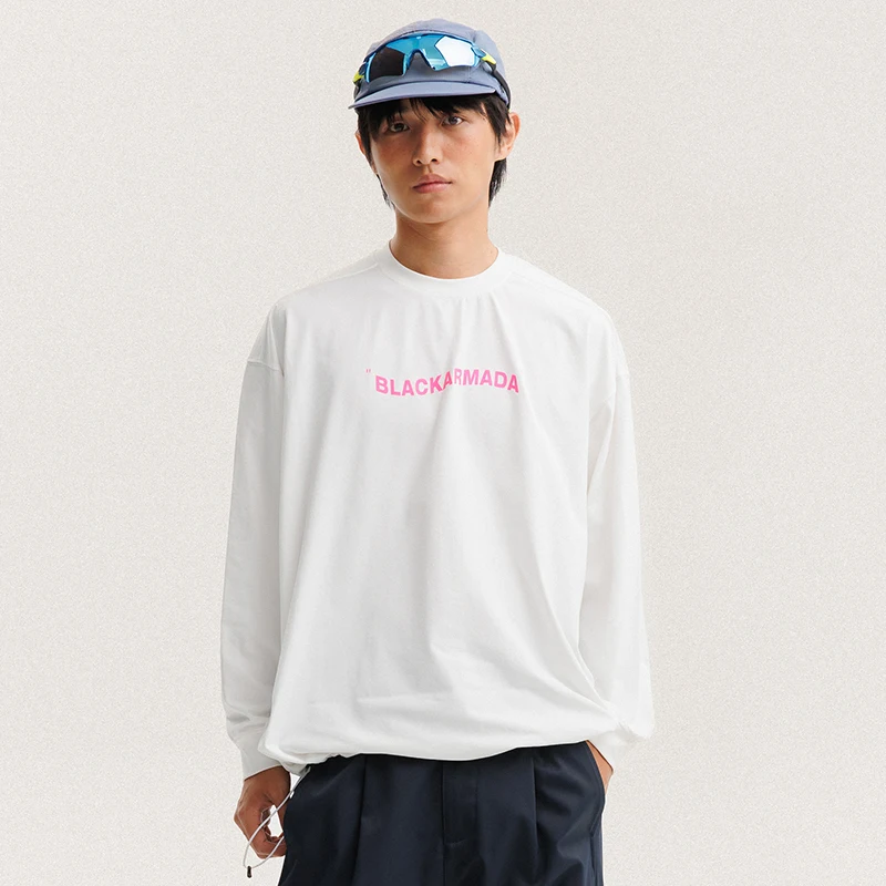 Unisex Oversized Drawstring Hem Long Sleeve T-Shirt Mountain Print Casual Outdoor Hiking Crew Neck Soft Loose Basic Tee