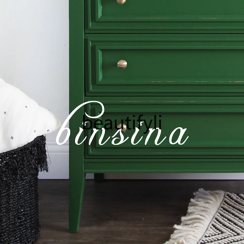 Solid wood chest/personalized drawer locker/green neoclassical entrance cabinet