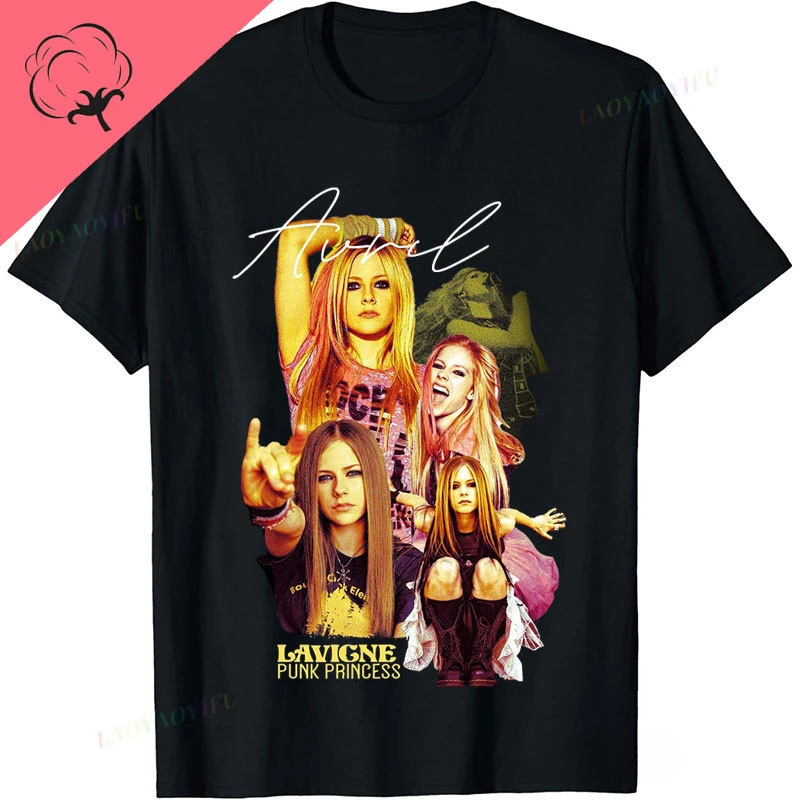 أفريل لافين منقوشة تي شيرت مطبوع الصيف الفاخرة العلامة التجارية القطن الرجال والنساء تي شيرت قصير الأكمام