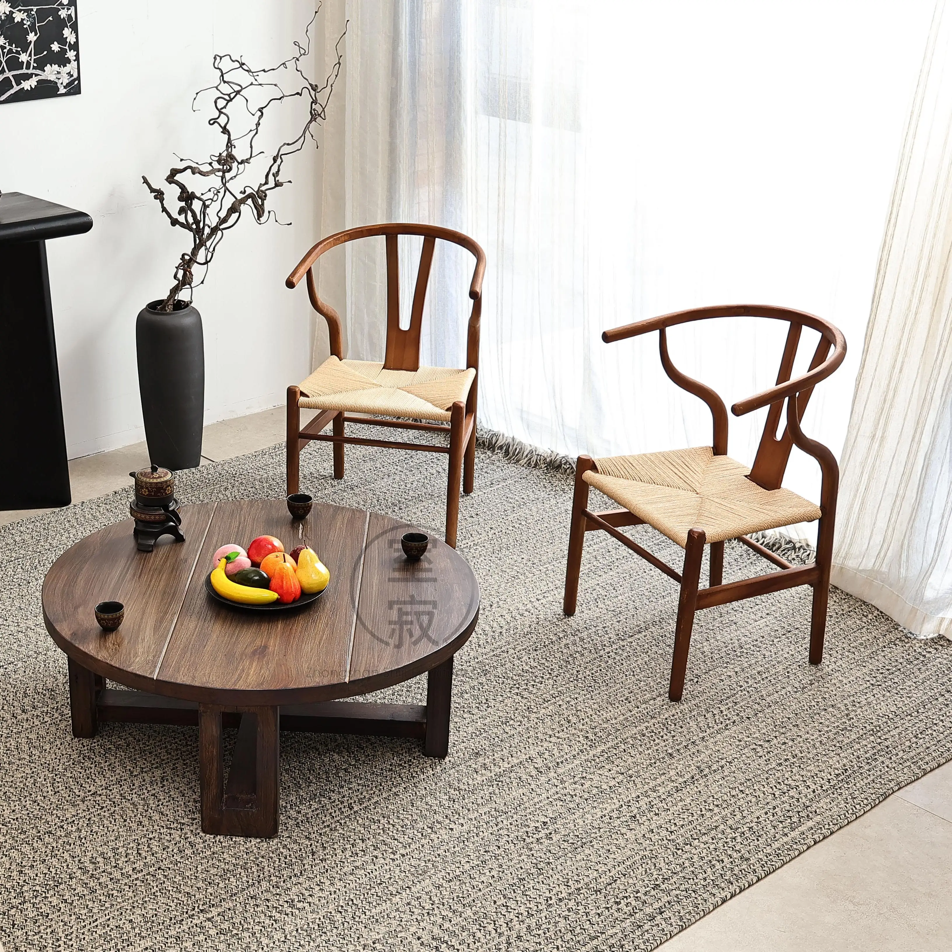 Wabi Sabi Solid Wood Coffee Table Mid Century Retro Eco-Friendly Durable Handmade Living Room Sofa Tea Side Table Home Small