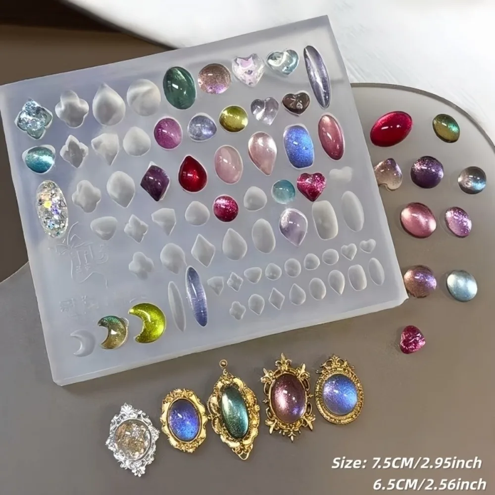 New Silicone Retro Picture Frame Nail Mold Transparent Gem Baroque Shell Nail Mold DIY Carving 3D Relief Nail Mold Nail Art