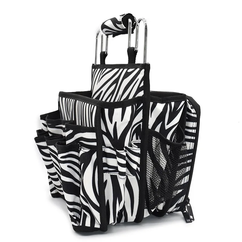 Portable Haircutting Bag Large Capacity Salon Storage Box Travel Suitcase Portable Hairdressing Tool Bag Zebra Stripe