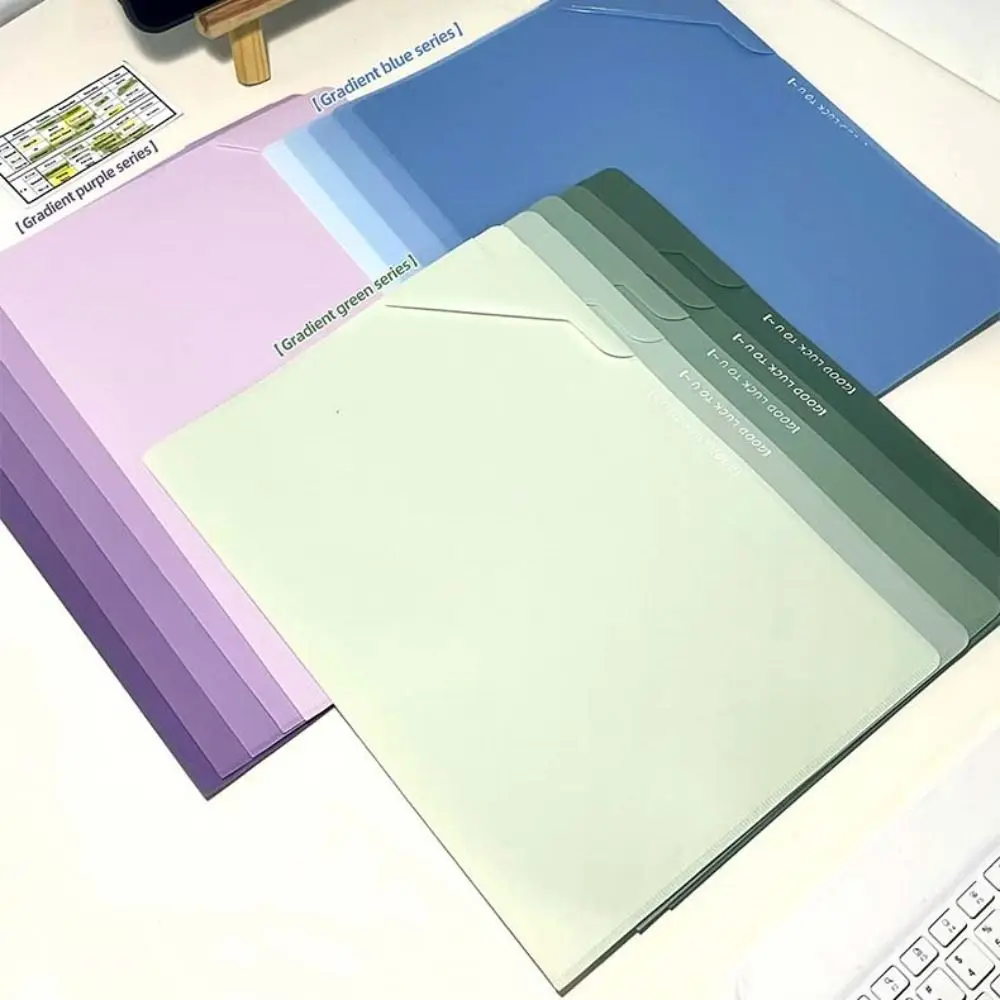 

Gradient Large Capacity File Folders Waterproof L-Shaped File Organizer Plastic Sorting Storage Document Bag Office Supplies
