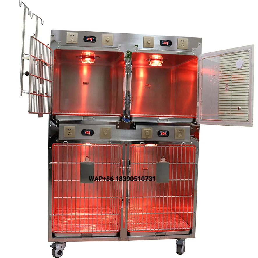PLVC-004 New Medical Veterinary Device Treatment Stainless Steel Oxygen Animal Pet Dog Cat Care Monitoring Cabin Cage Veterinary