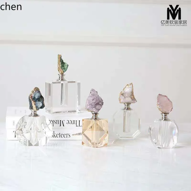 

HXL light luxury creative crystal glass agate cover transparent perfume bottle bedroom desktop crafts