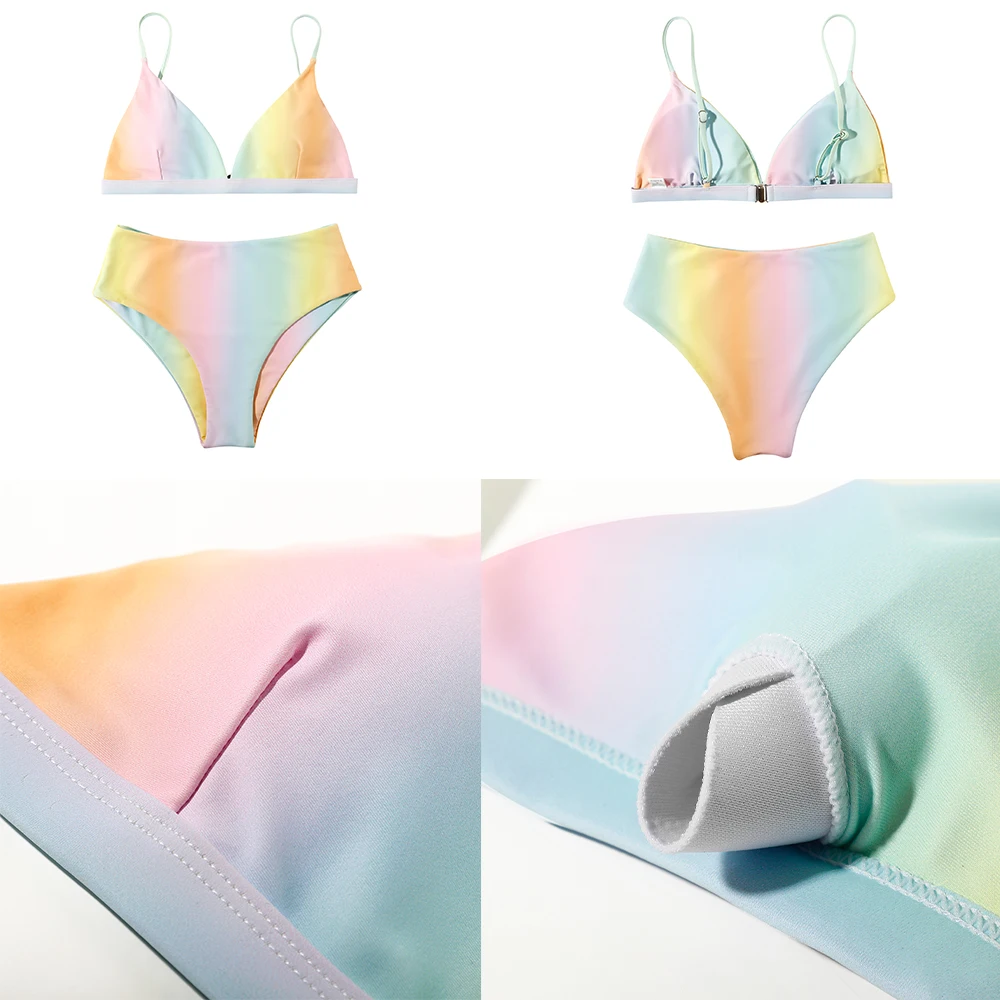 Sexy Bikini Set Swimwear Swimsuit Women Solid Bathing Suit Bikini Set With Pad Female Beachwear High Waist Biquini Female