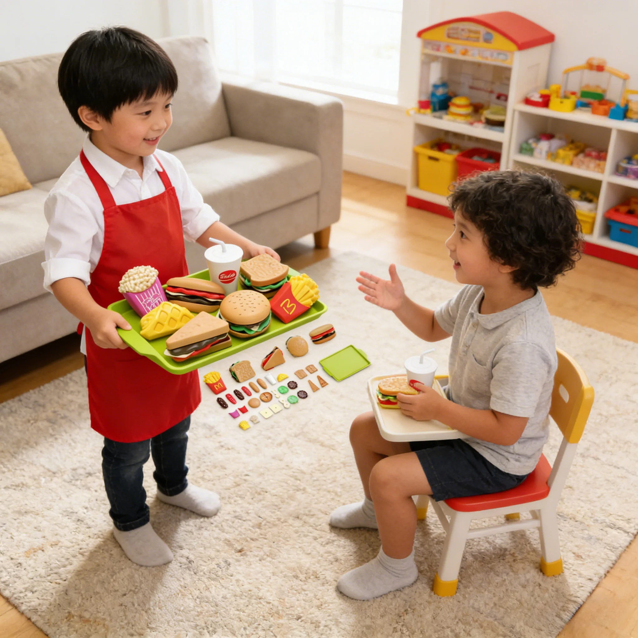 Hamburger speelvoedselset voor kinderen - doe-het-zelf-montage simulatie fastfood speelgoed, keuken fantasiespel voor meisjes jongens, kindercadeau
