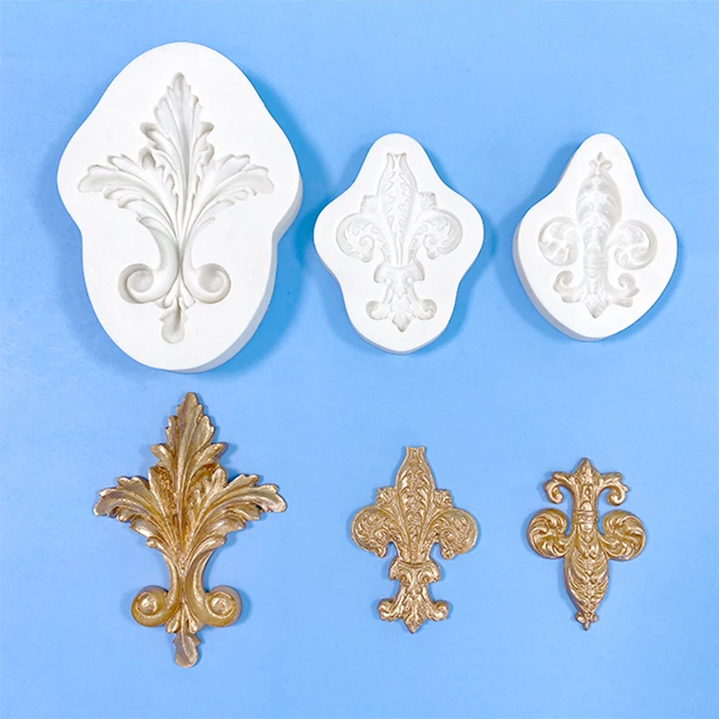 European Classical Relief Pattern Sugar Flipping cake, Chocolate candy Baking Mold, Flower Vine Pendant, Clay silicone Mold