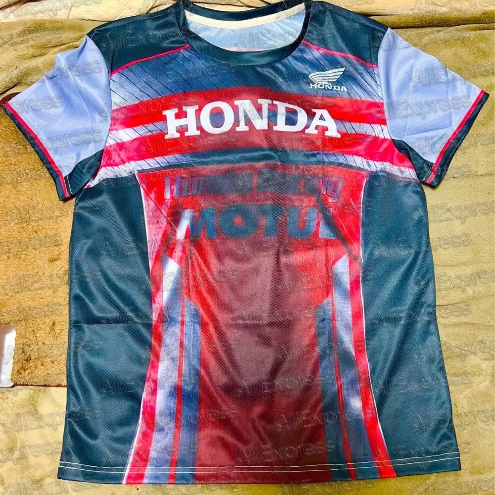 

Винтажная футболка из джерси Honda Racing Motul Dunlop 2025 года с коротким рукавом, унисекс, быстросохнущая дышащая футболка для верховой езды Honda Y2K