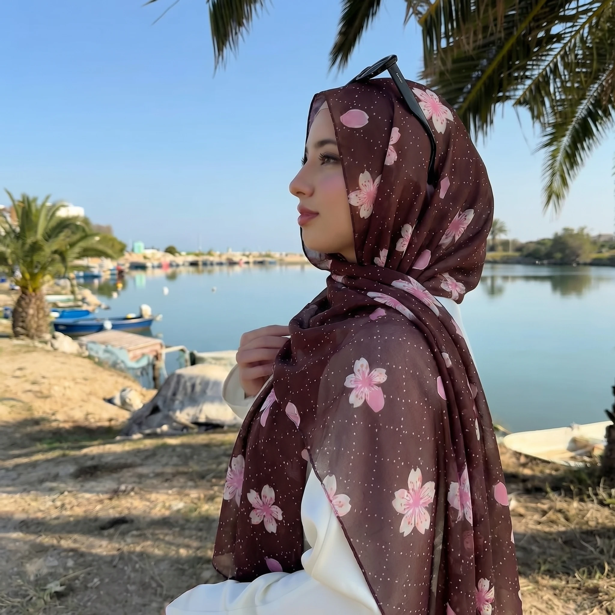 2026 Muslimischer Jersey-Hijab-Schal mit Druck, Schals, Kopftuch, Foulard Femme Musulman, Islamisch-Arabischer Wickel-Kopfturban für Damen, Schals – Detail 3
