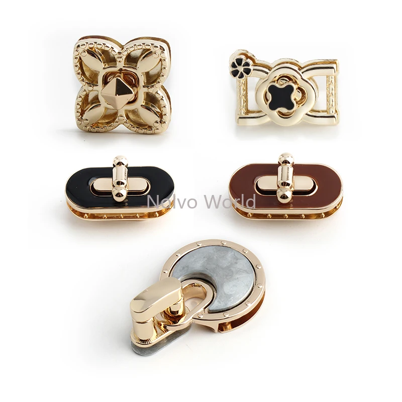 2-10-30Sets Rectangle Flower Metal Turn Twist Locks For DIY Bags Handbag Closures Snap Clasps Lock Fasteners Buckles Accessories