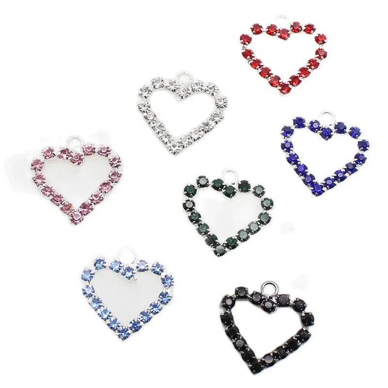 10Pcs Heart Rhinestones 18mm DIY Fashion Jewelry Handwork Decoration Accessories For Earrings necklaces and other pendants