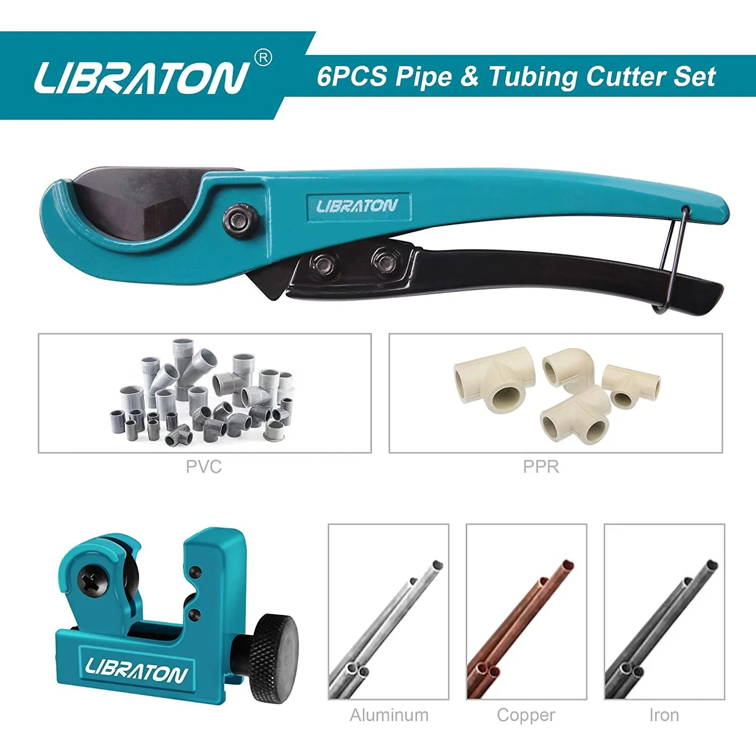 Libraton Pex Pipe Cutter 31mm PEX Tube Cutter 3-22mm PEX Pipe Cutting Tools for PEX PVC PPR Plastic Extra PTFE Seal Tapes 400\