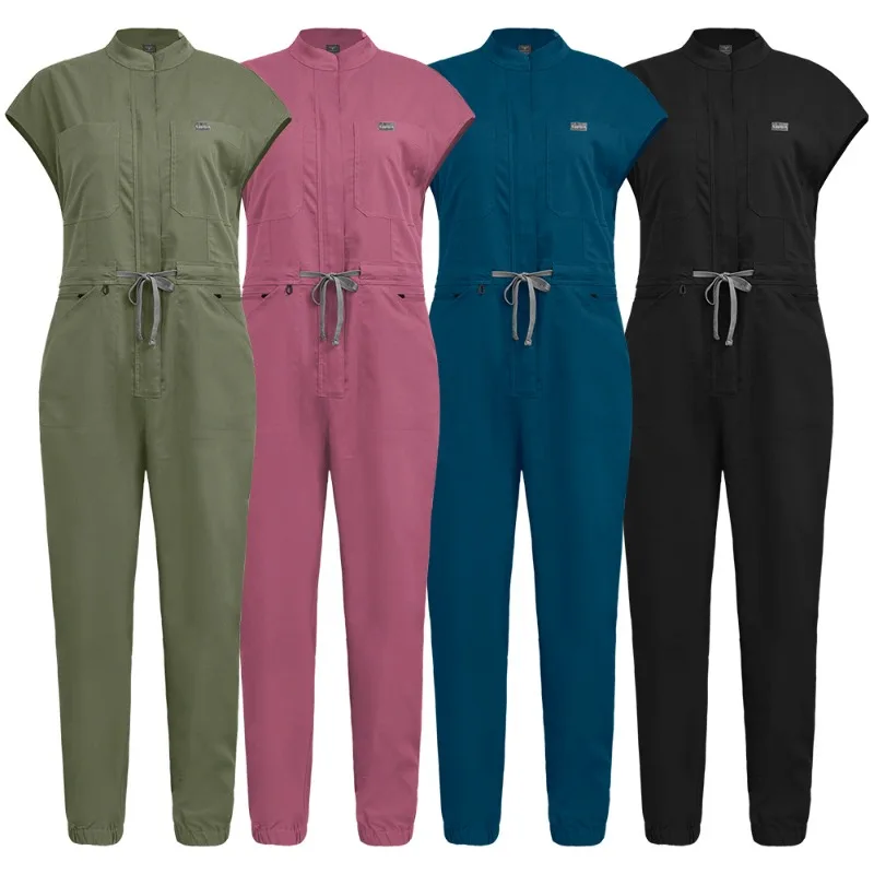 

Stand collar fly sleeve one-piece workwear, convenient zipper, designed specifically for daily work of medical staff