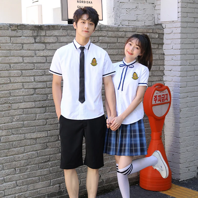 C109 School Uniforms for Middle School Students Graduation Class JK Skirt  Checkered Shirt Sets