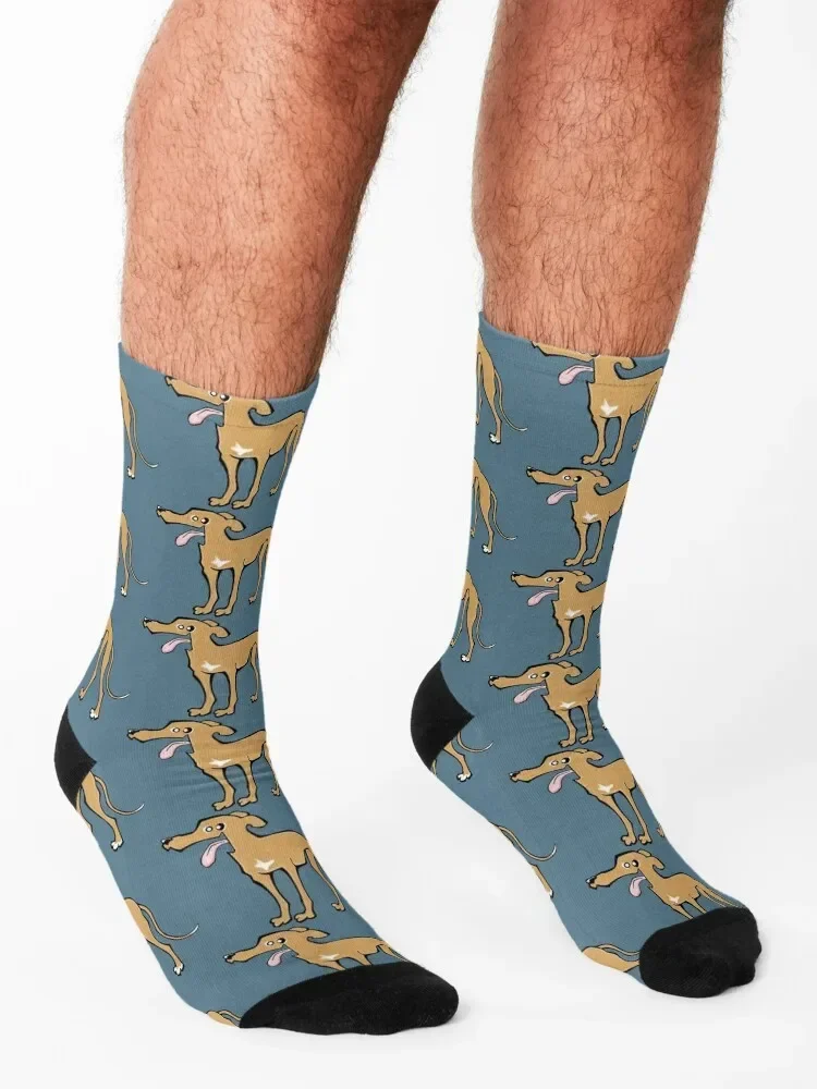 Greyhound - Fawn (Full Body) BLUE BG Socks golf funny gift Children's shoes Men Socks Luxury Brand Women's