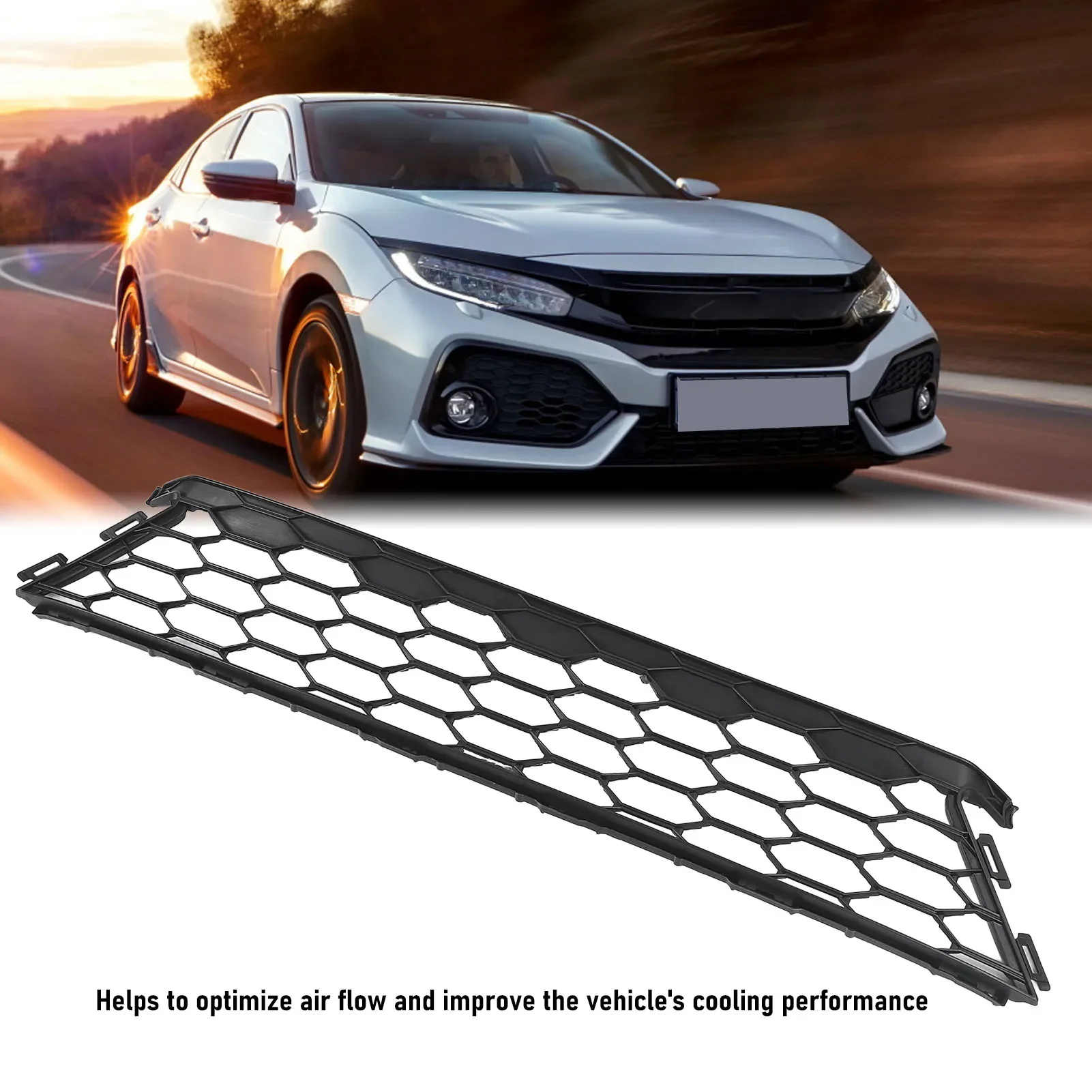 شبكة المصد الأمامي السفلي للسيارة مظهر رياضي محسن لتدفق الهواء 71107TGGA50 شبكة المصد الأمامي لـ Hatchback HO1036131 #1