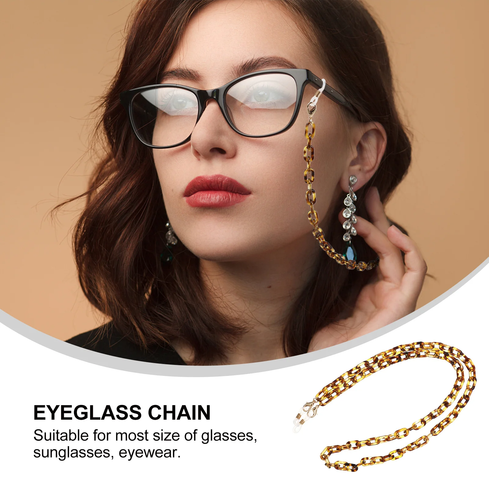 

1Pcs Premium Acrylic Brown Eyeglass Chain -Resistant Glasses Anti-Lost Rope Smooth Finish Eyewear Holder for Daily