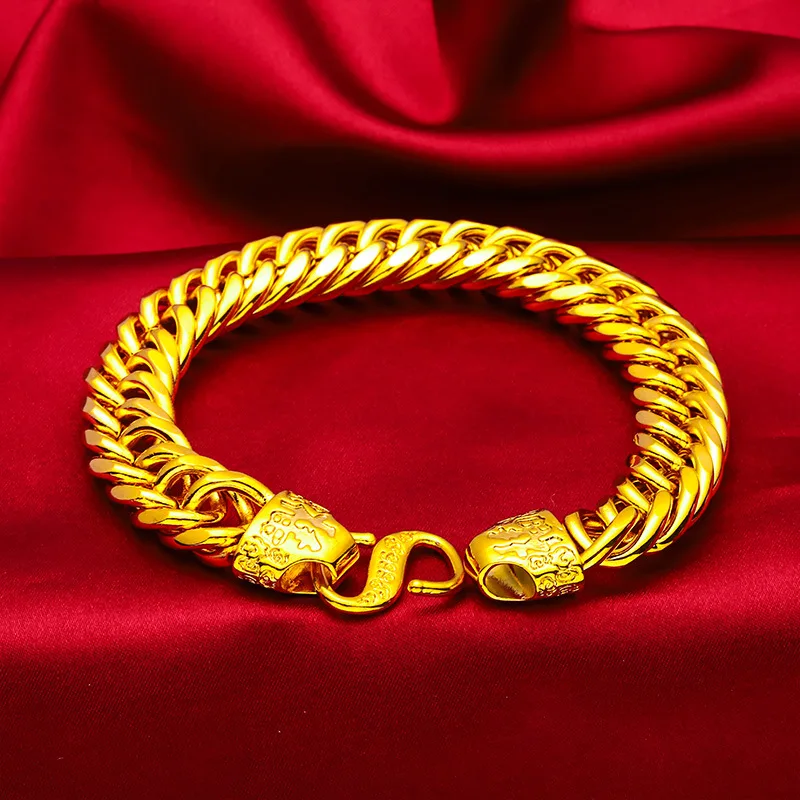 UMQ Vietnam Placer Gold Ornament Domineering Classic Trendy Men's Boss Tank Bracelet Gift for Boyfriend