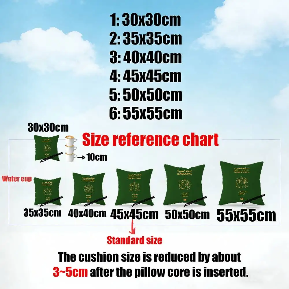For Flag Morocco National Emblem Logo Throw Pillow Case 40x40cm Car Custom Square Pillowcase Pad Cushion Cover